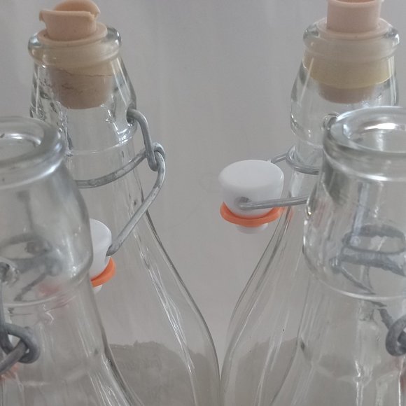 Glass Bottles Lot of Four of Attractive Design w/h Special Cork. - Picture 2 of 7